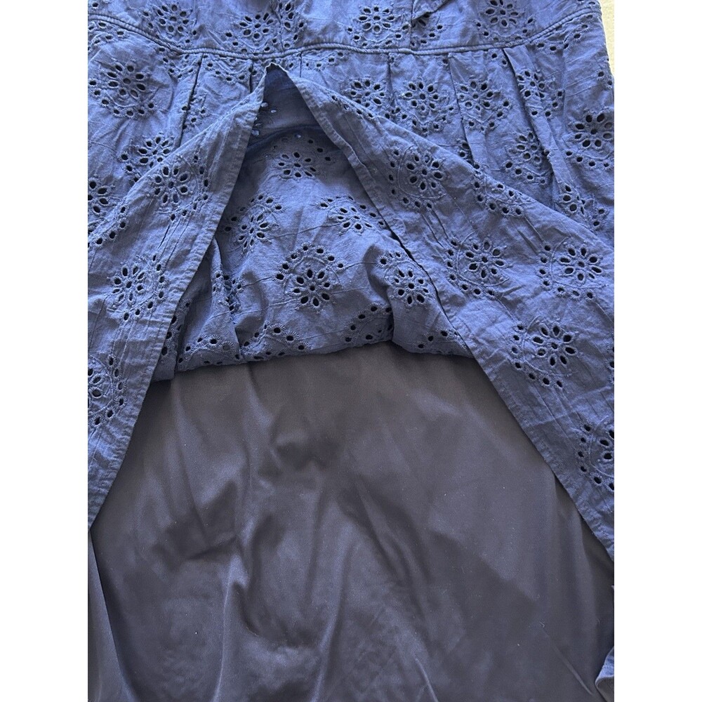 Chris McLaughlin Womens Dress Size 20 W Navy Cotton Eyelet Ruffle Pockets - Picture 7 of 10